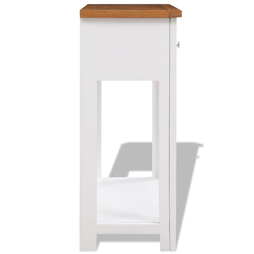 Solid Oak Wood Console Table with 2 Drawers and Shelf G9507