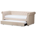 Light Beige Upholstered Twin Daybed with Trundle D722824