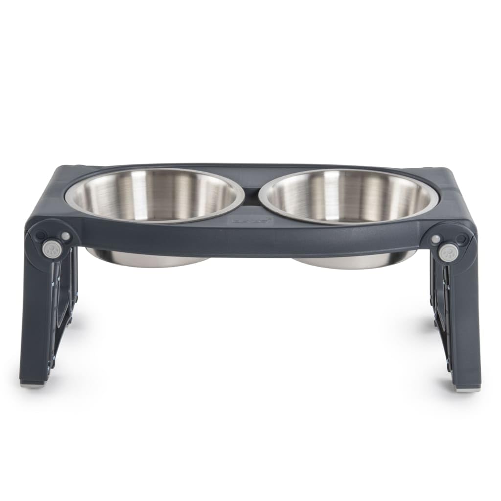 Adjustable Height Double Pet Feeder with Stainless Steel Bowls M101174
