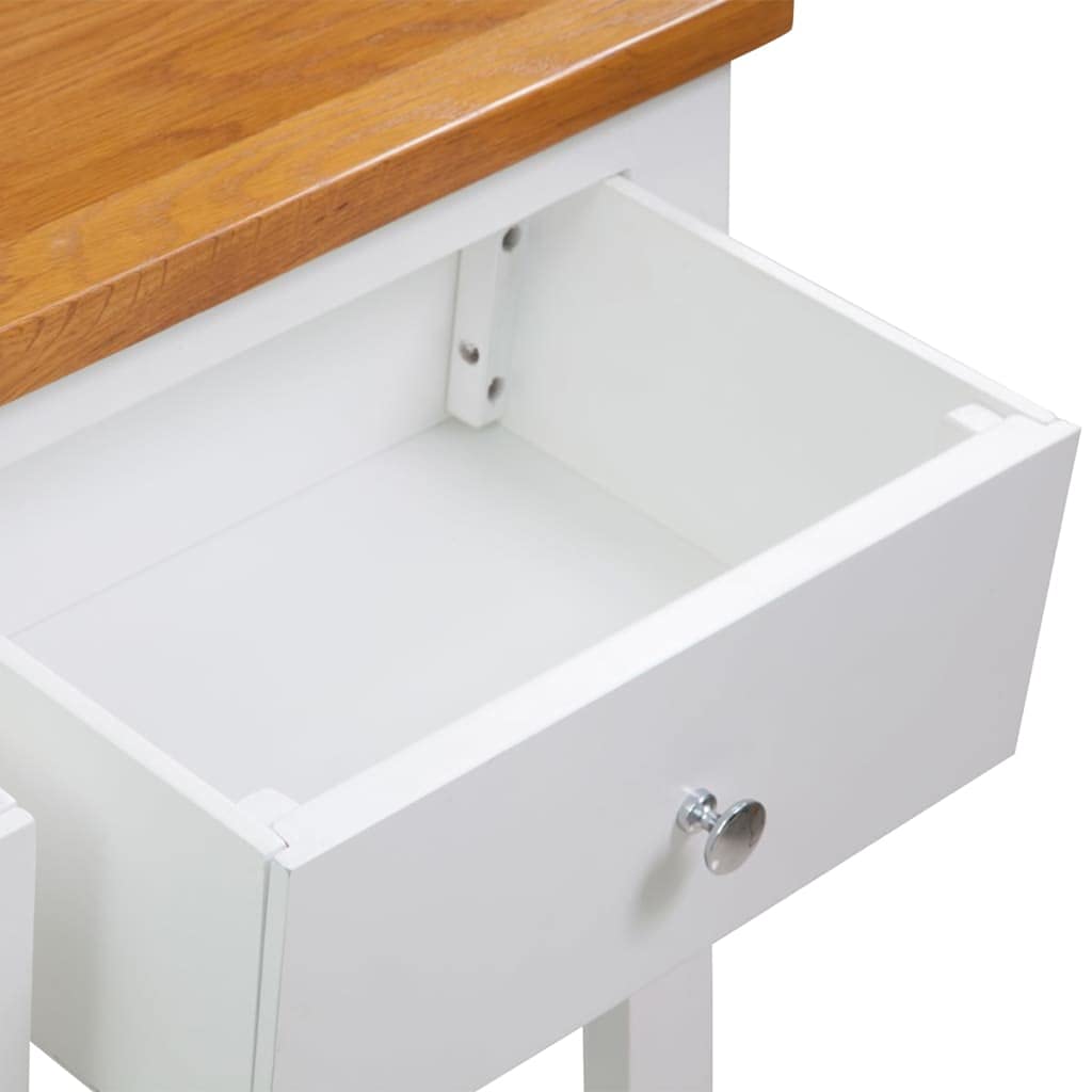 Solid Oak Wood Console Table with 2 Drawers and Shelf G9507
