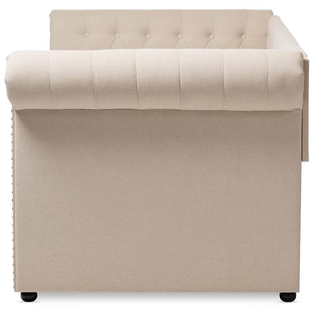 Light Beige Upholstered Twin Daybed with Trundle D722824