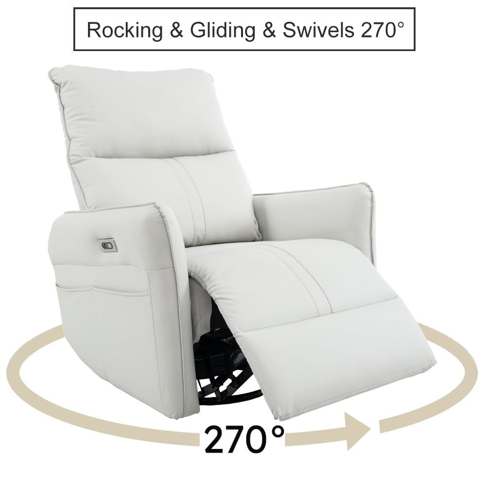 Power Swivel Rocker Recliner Chair Light Gray V41538