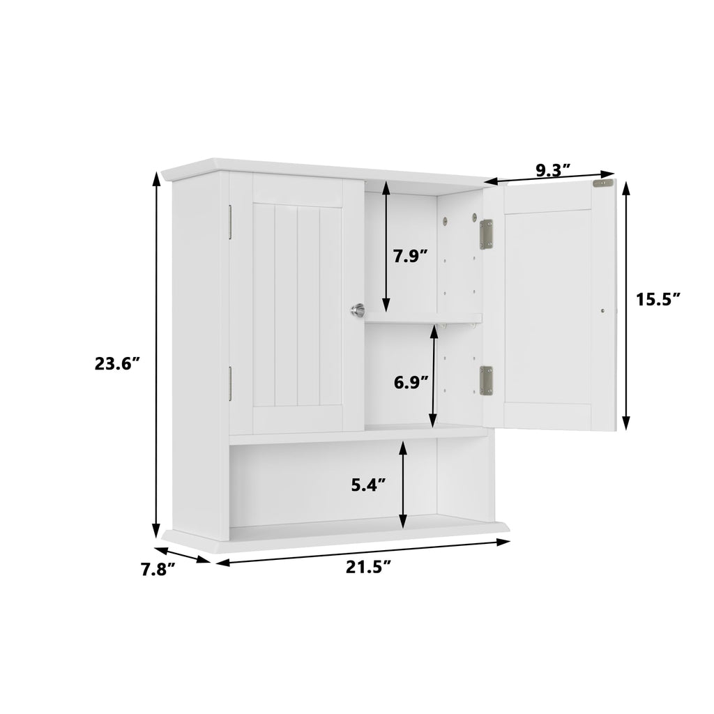 White Wall Mounted Bathroom Cabinet with 2 Door M24817