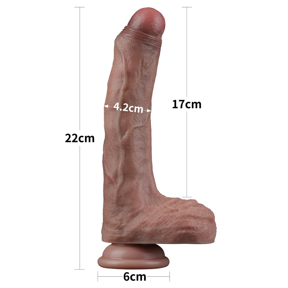 8.5" Realistic Uncut Dual Density Silicone Dildo with Suction Cup Y24798