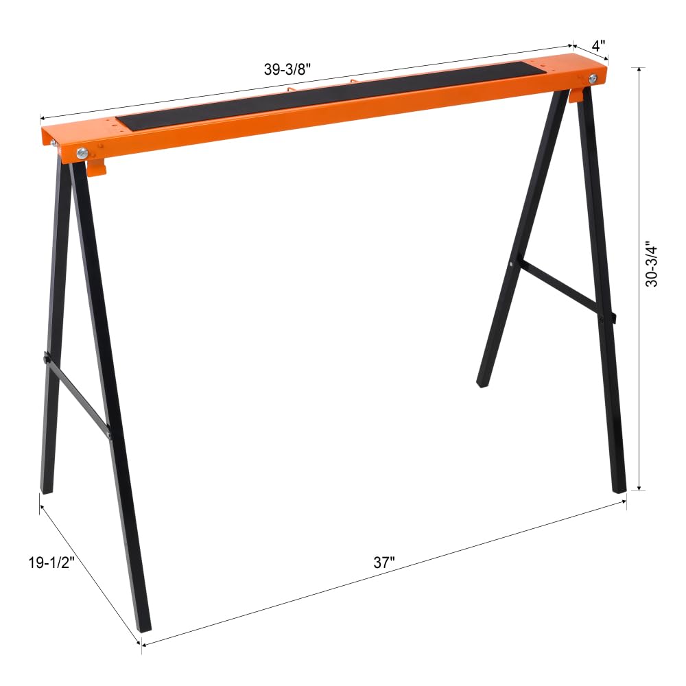 Folding Sawhorse 2 Pack Heavy Duty 550 lbs Capacity Portable Collapsible Metal Frame Non-Slip L54337