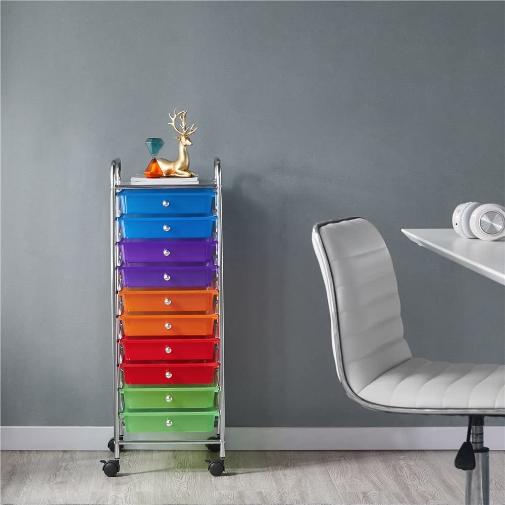 10 Drawer Rolling Storage Cart with Lockable Wheels J402