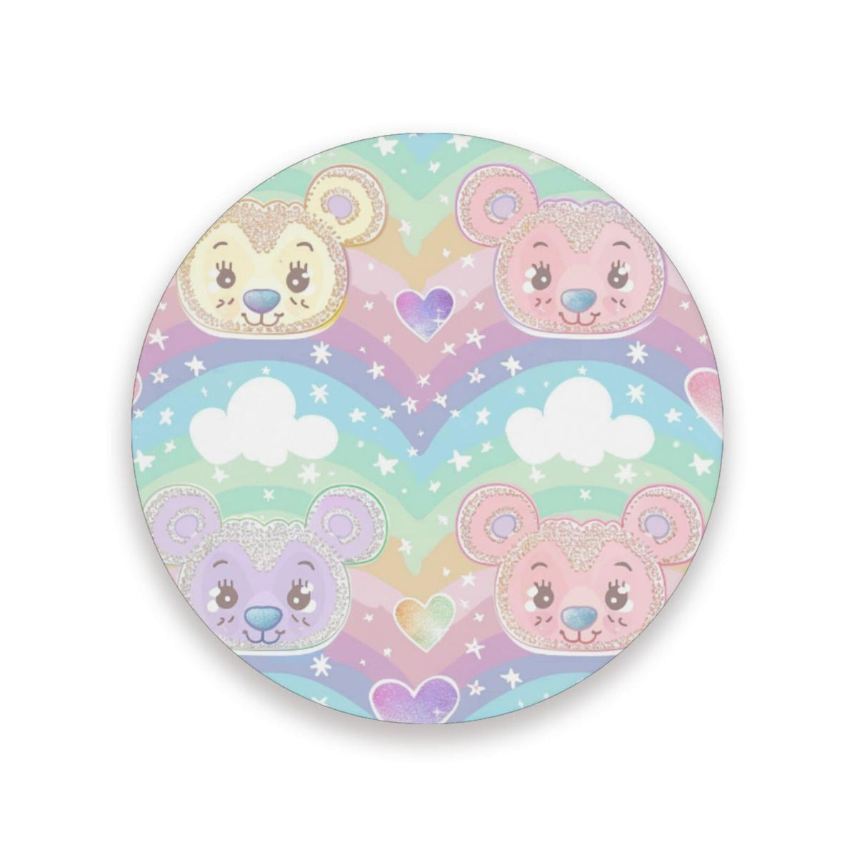 Black Ceramic Bear Coasters Set with Cork Backing W116