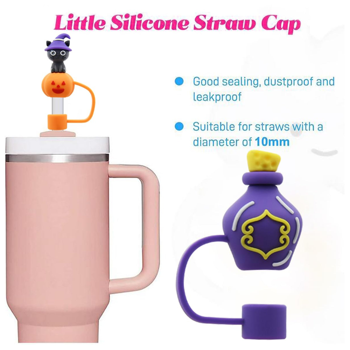 Straw Cover Cap for 30 and 40 Oz Tumbler, 10 mm Reusable Straw Tips Lids V204360