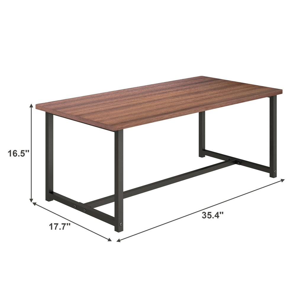 Walnut Rectangular Wood Coffee Table with Metal Frame O3731