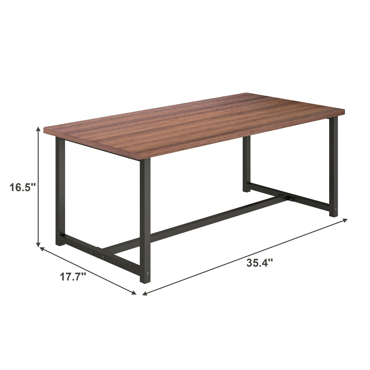 Walnut Rectangular Wood Coffee Table with Metal Frame O3731