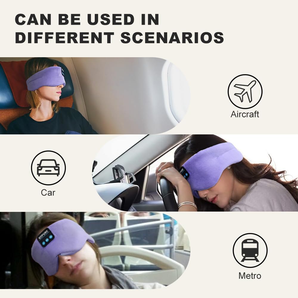 Bluetooth Sleep Mask Wireless Headphones Purple A174