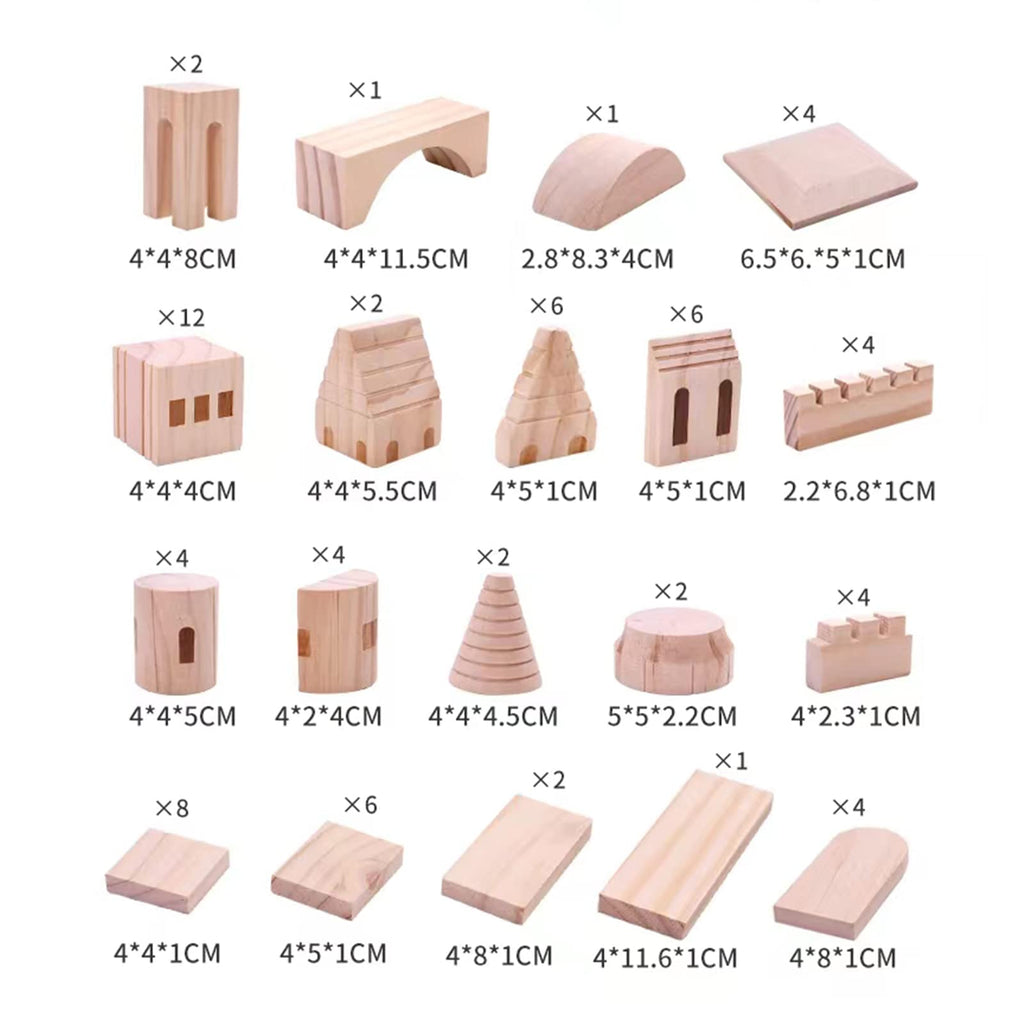 75 Pieces Wooden Castle Building Blocks U9516