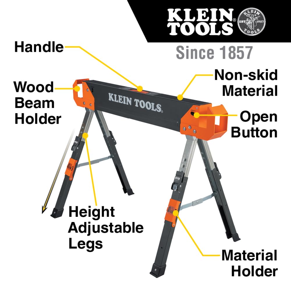 Folding Sawhorse 26-Inch to 32-Inch Adjustable Height 1-Pack O79157