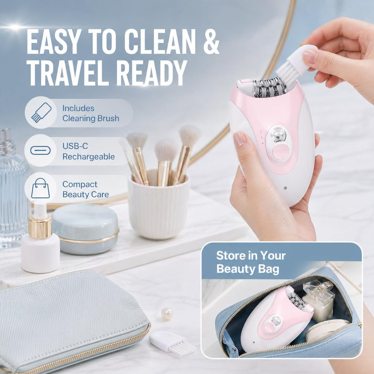 Electric Epilator with 36 Tweezers, 2 Speed Cordless USB W243257