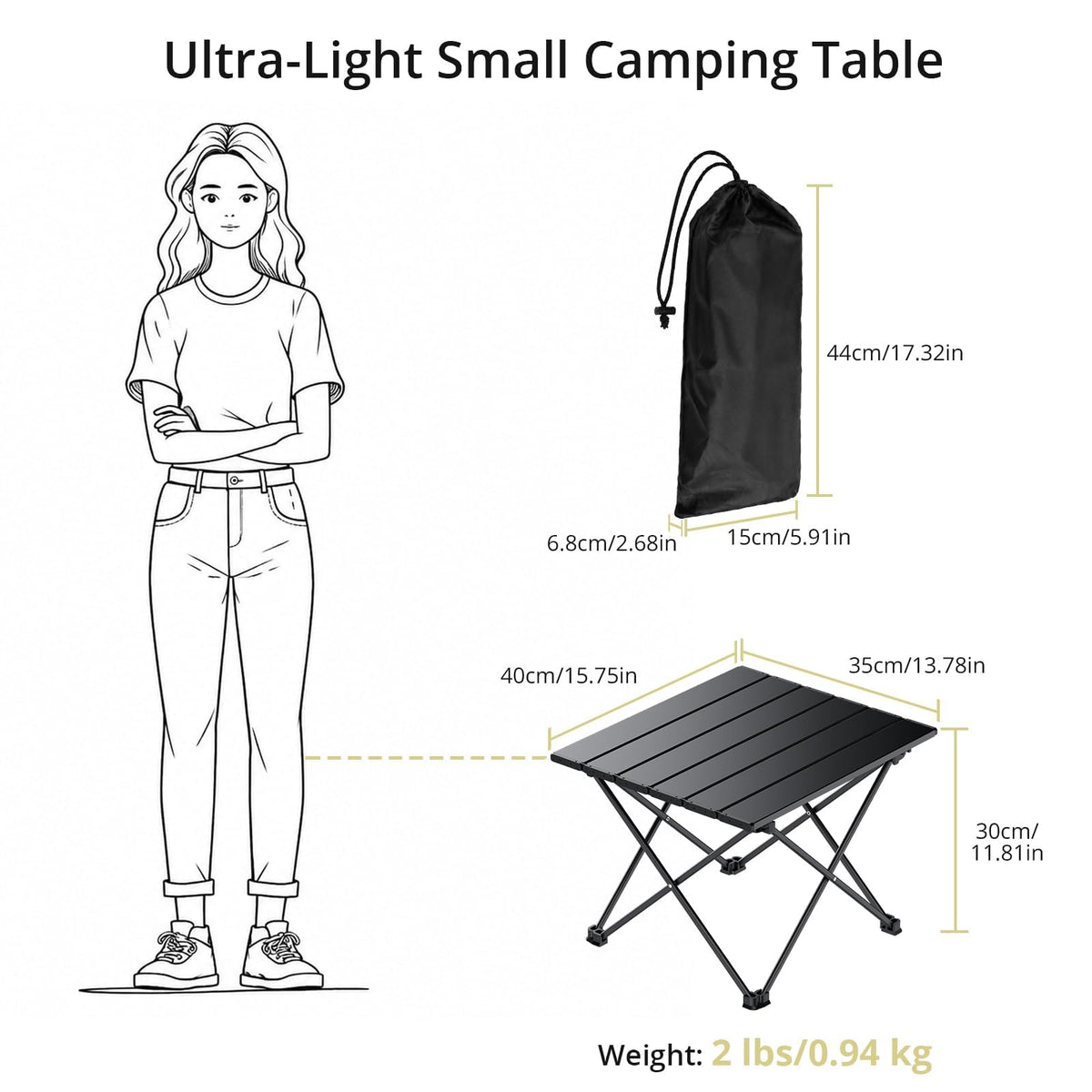 Small Folding Camping Table Aluminum Frame E999412