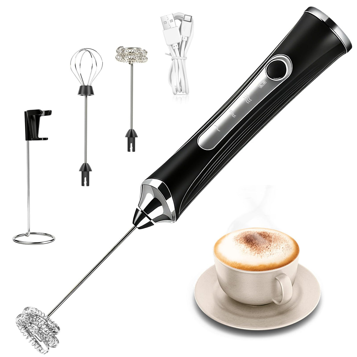 Handheld Rechargeable Milk Frother with Stand I495