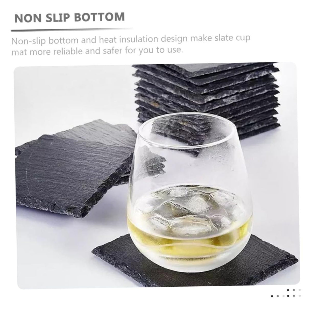 Black Natural Stone Drink Coasters L7100