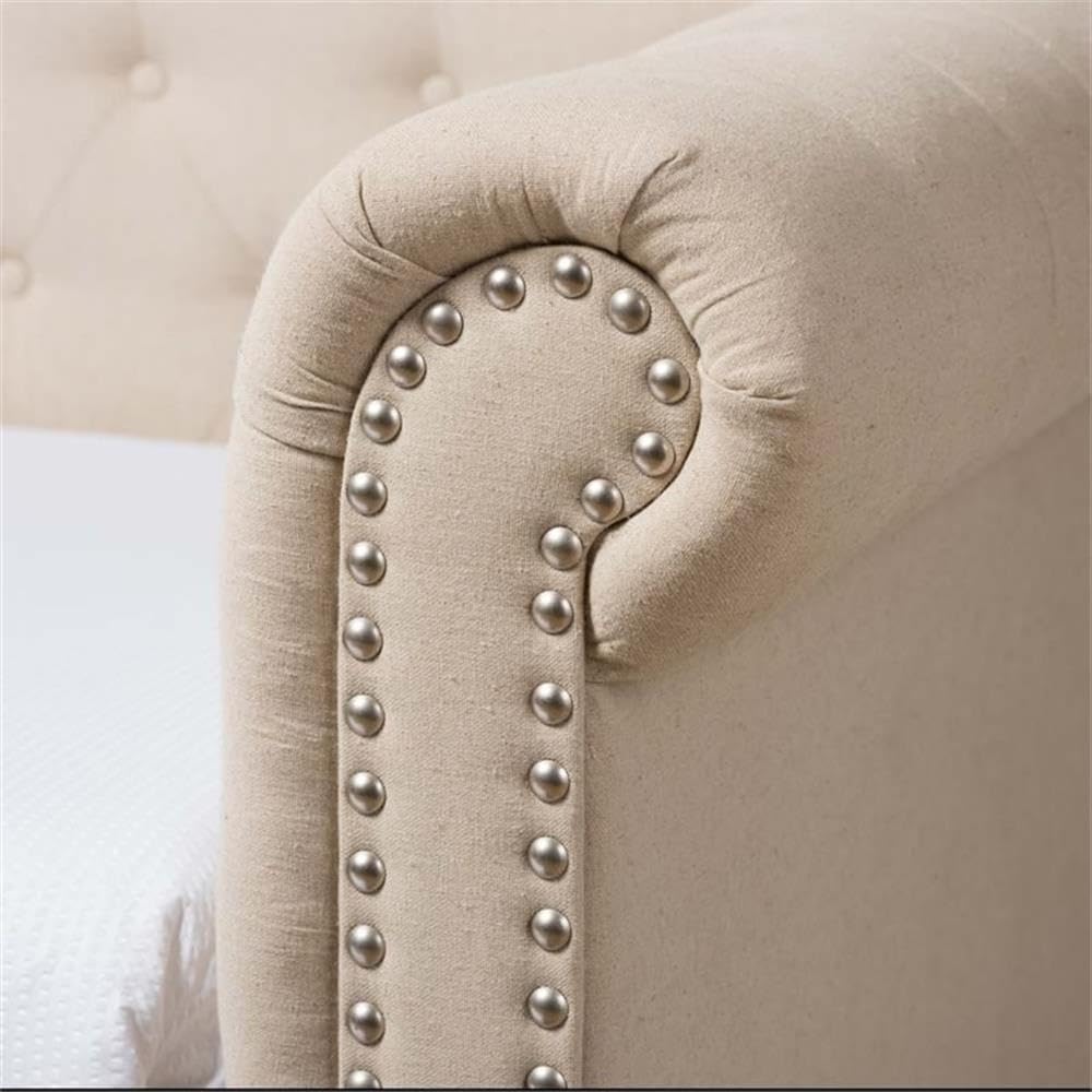 Light Beige Upholstered Twin Daybed with Trundle D722824