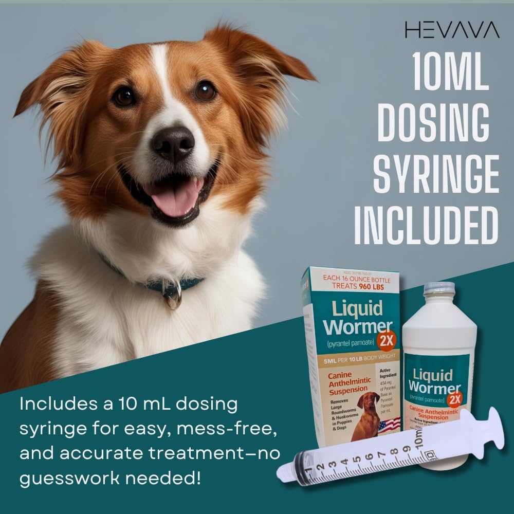2 oz Pyrantel Pamoate Liquid Wormer for Dogs and Puppies Y9868