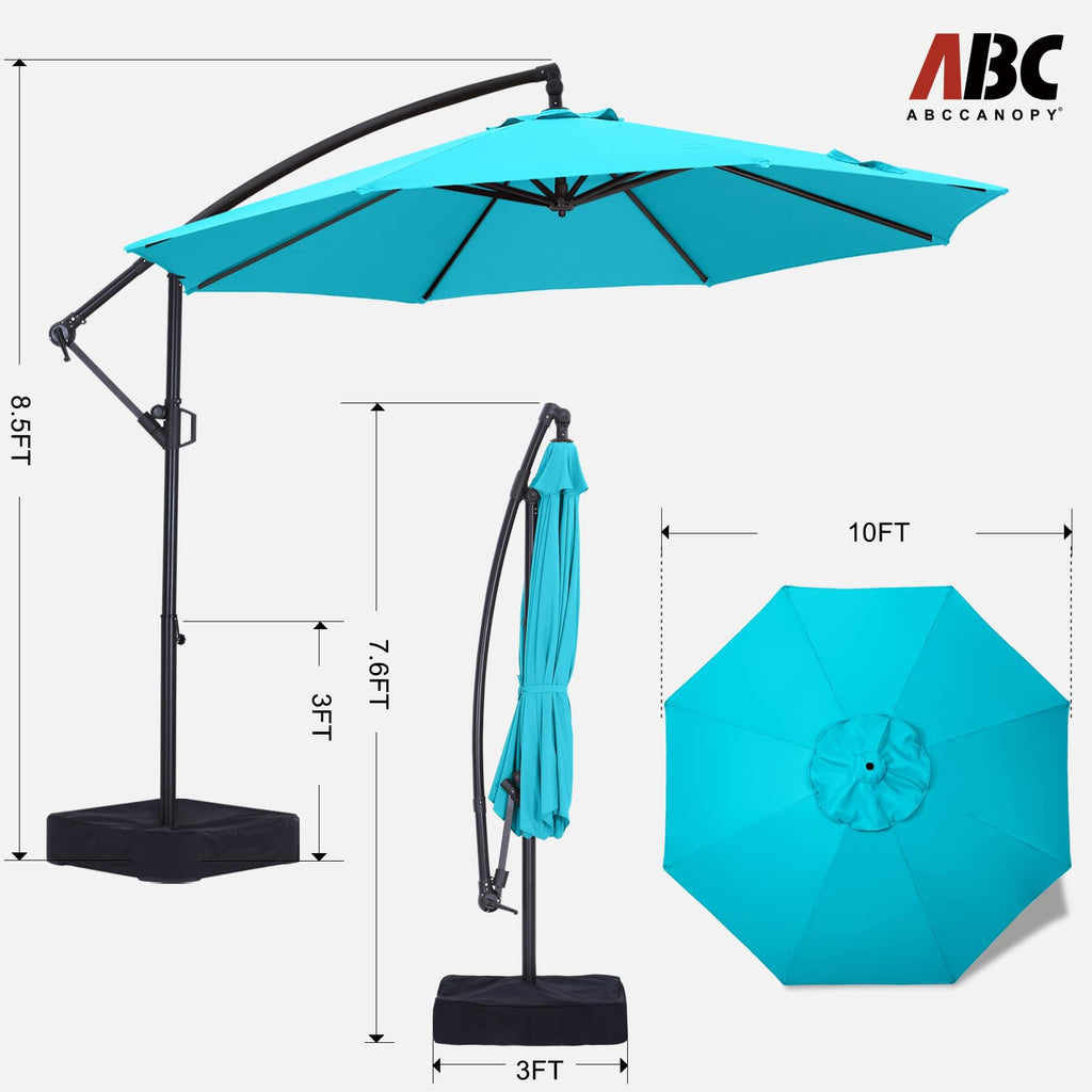 10FT Cantilever Umbrella with Base and Weights Bag S5507