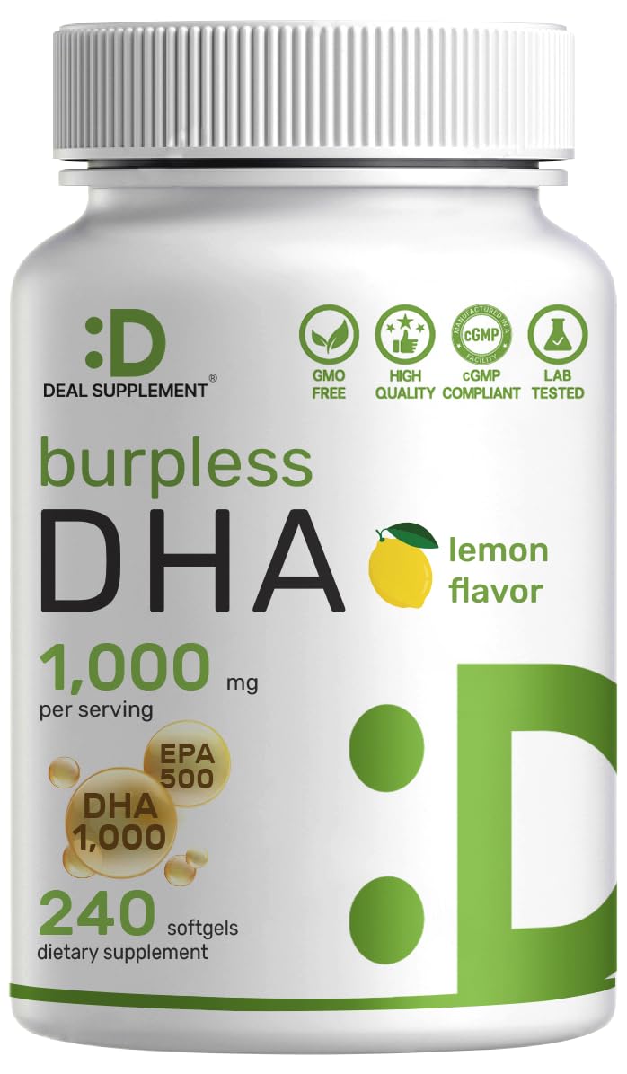 240 Softgels Lemon Flavor DHA 1000mg EPA 500mg Omega-3 Softgels X1004