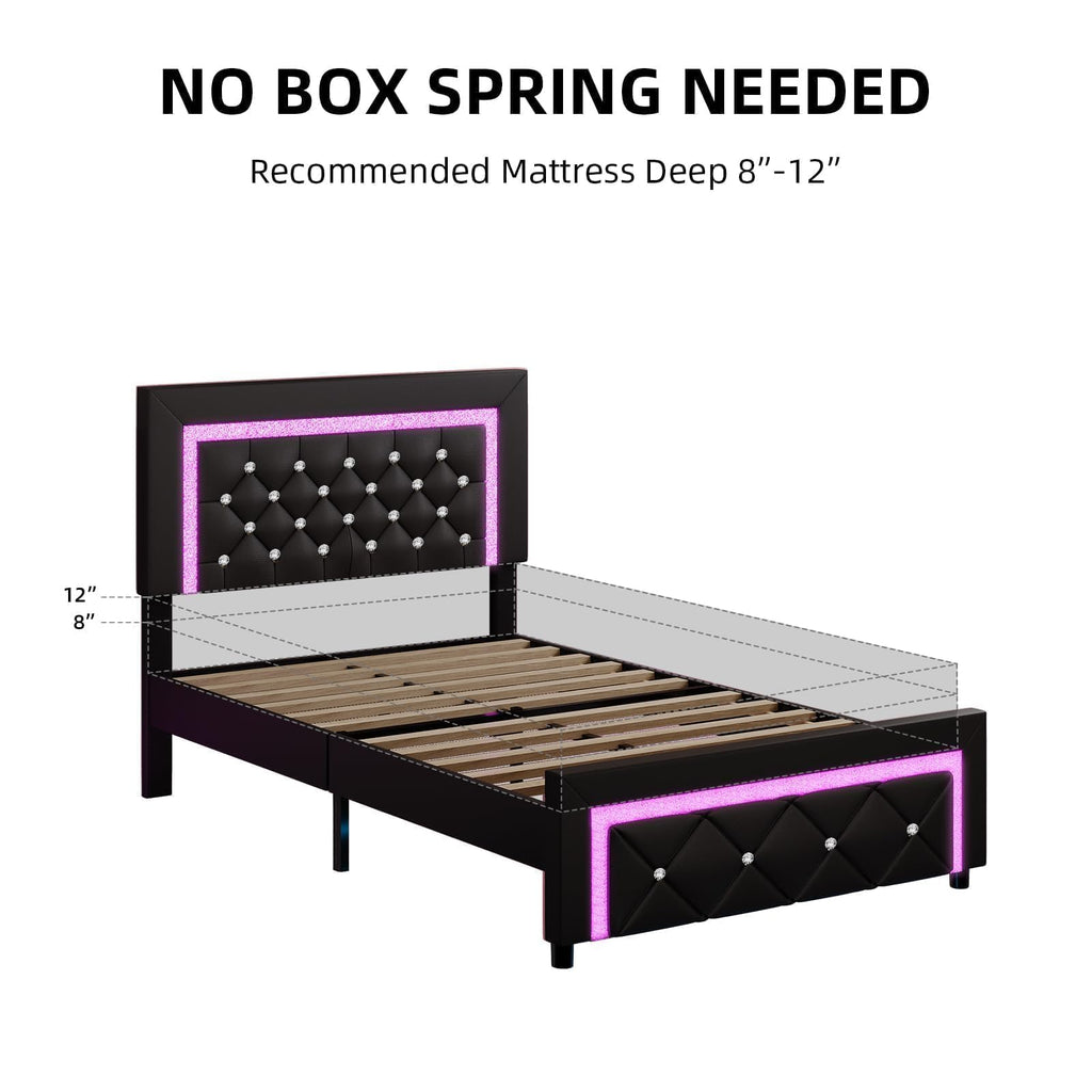 Twin Bed Frame with LED Lights M144
