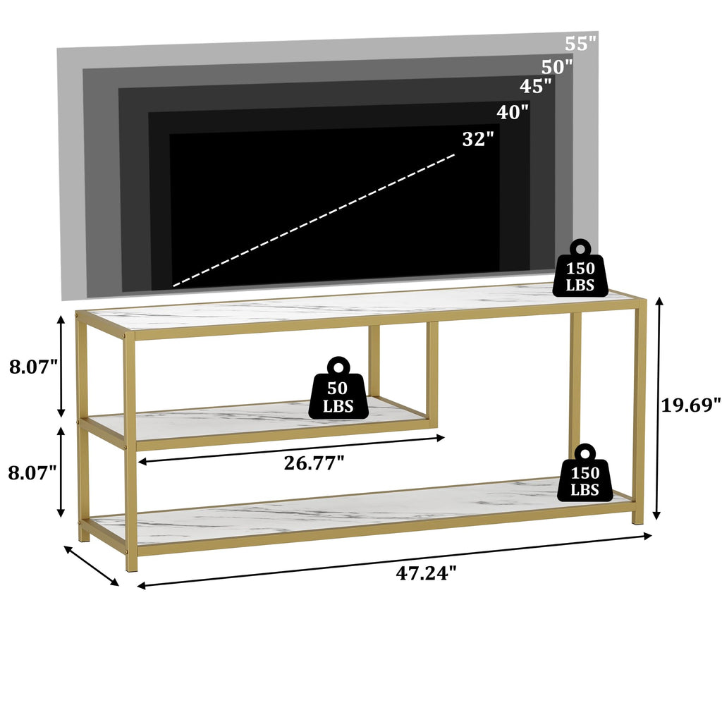 TV Stand for TVs up to 55 Inch, 3 Tier Media Console with Open Storage Shelves Y18368