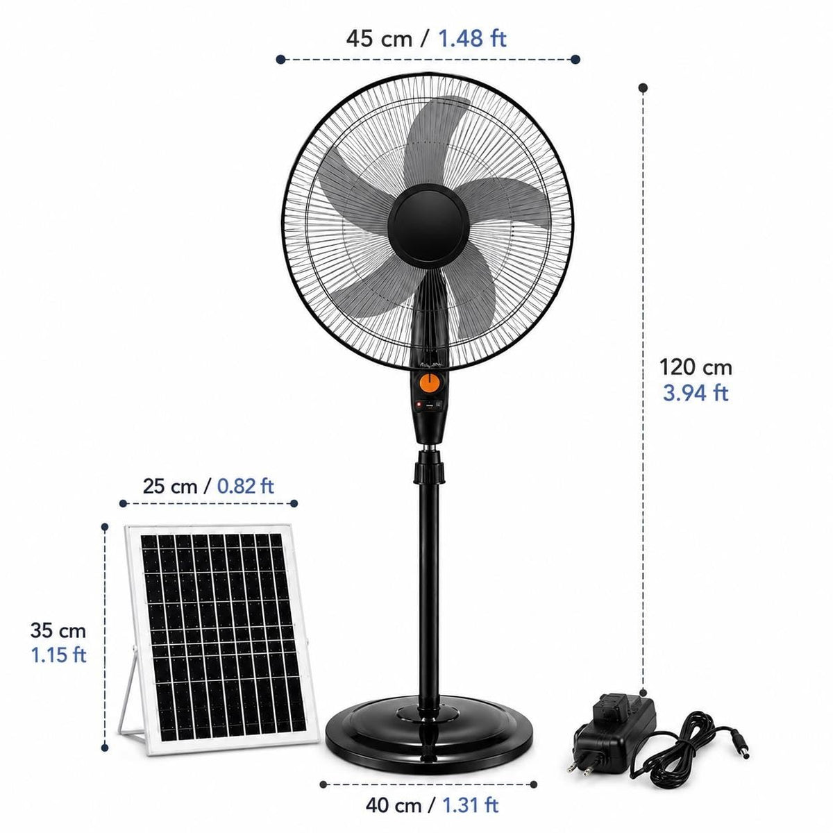 Rechargeable Pedestal Fan with Solar Panel Z388