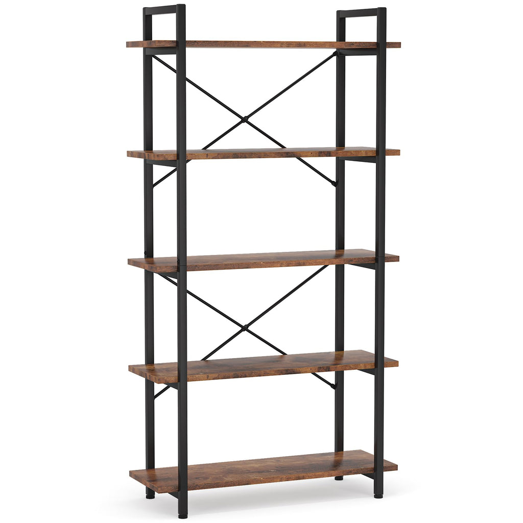 5 Tier Industrial Bookshelf with Metal Frame R5187
