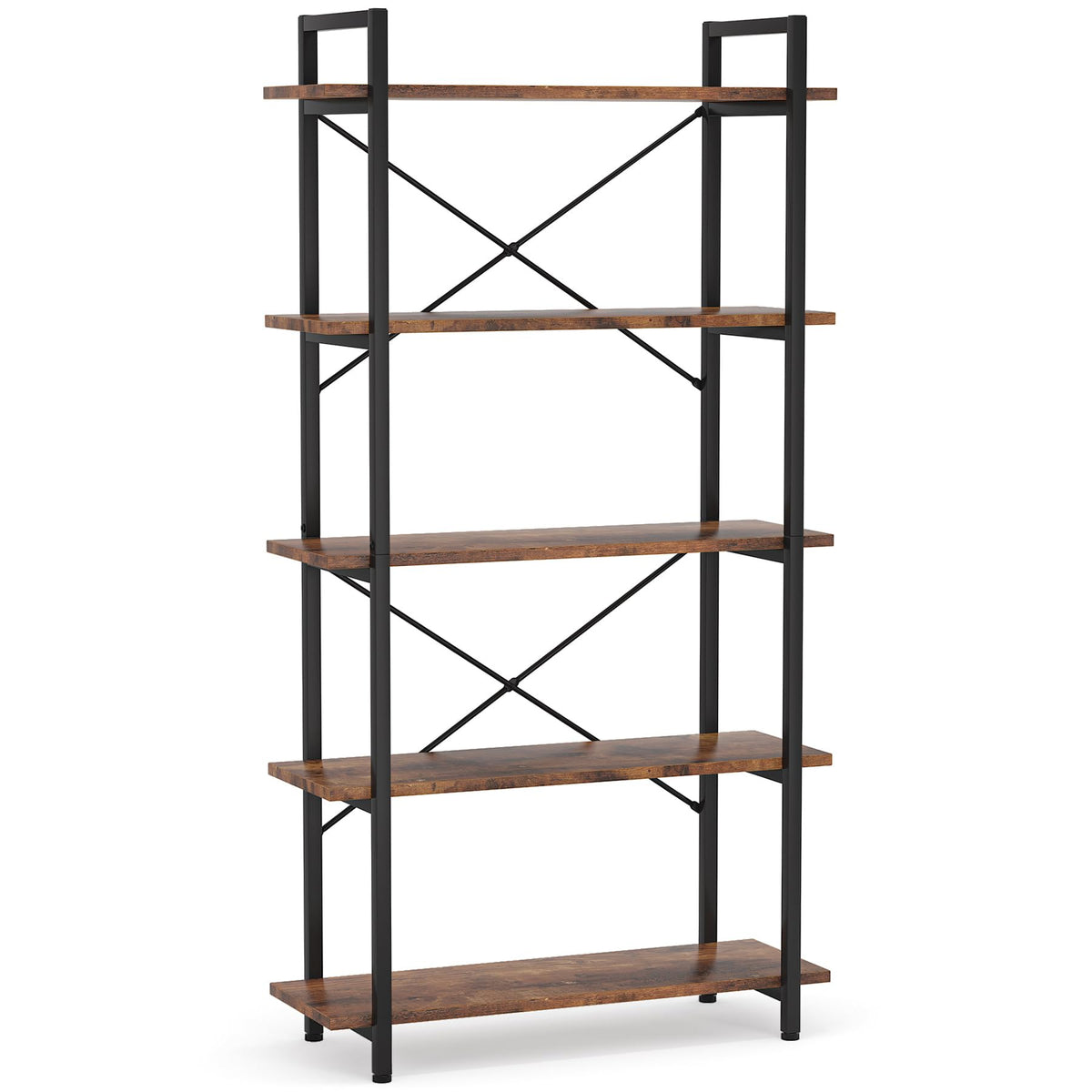 5 Tier Industrial Bookshelf with Metal Frame R5187