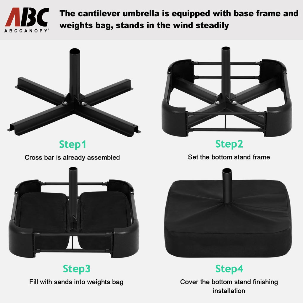 10FT Cantilever Umbrella with Base and Weights Bag S5507