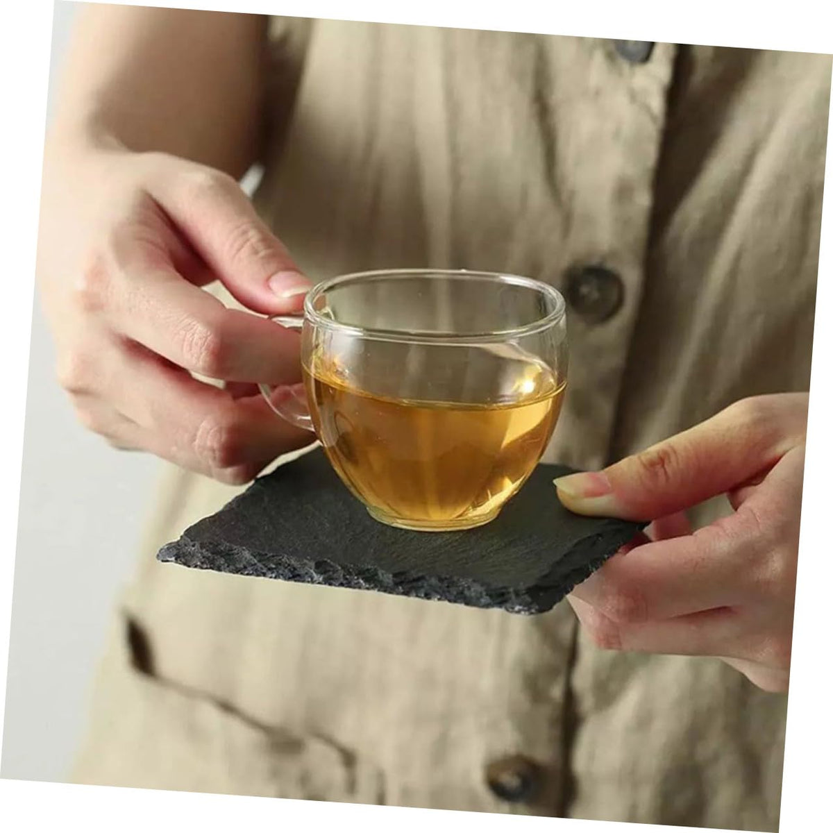 Black Natural Stone Drink Coasters L7100