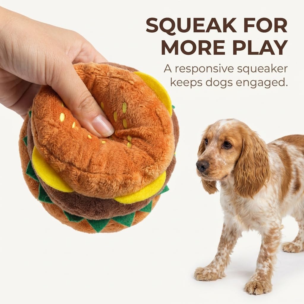 Hamburger Shape Dog Plush Squeaky Toy K4070