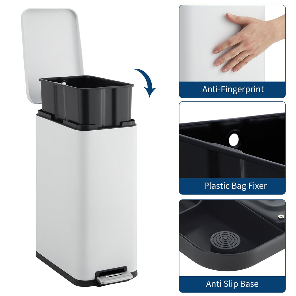 13.2 Gallon Stainless Steel Step Trash Can with Lid Q873380