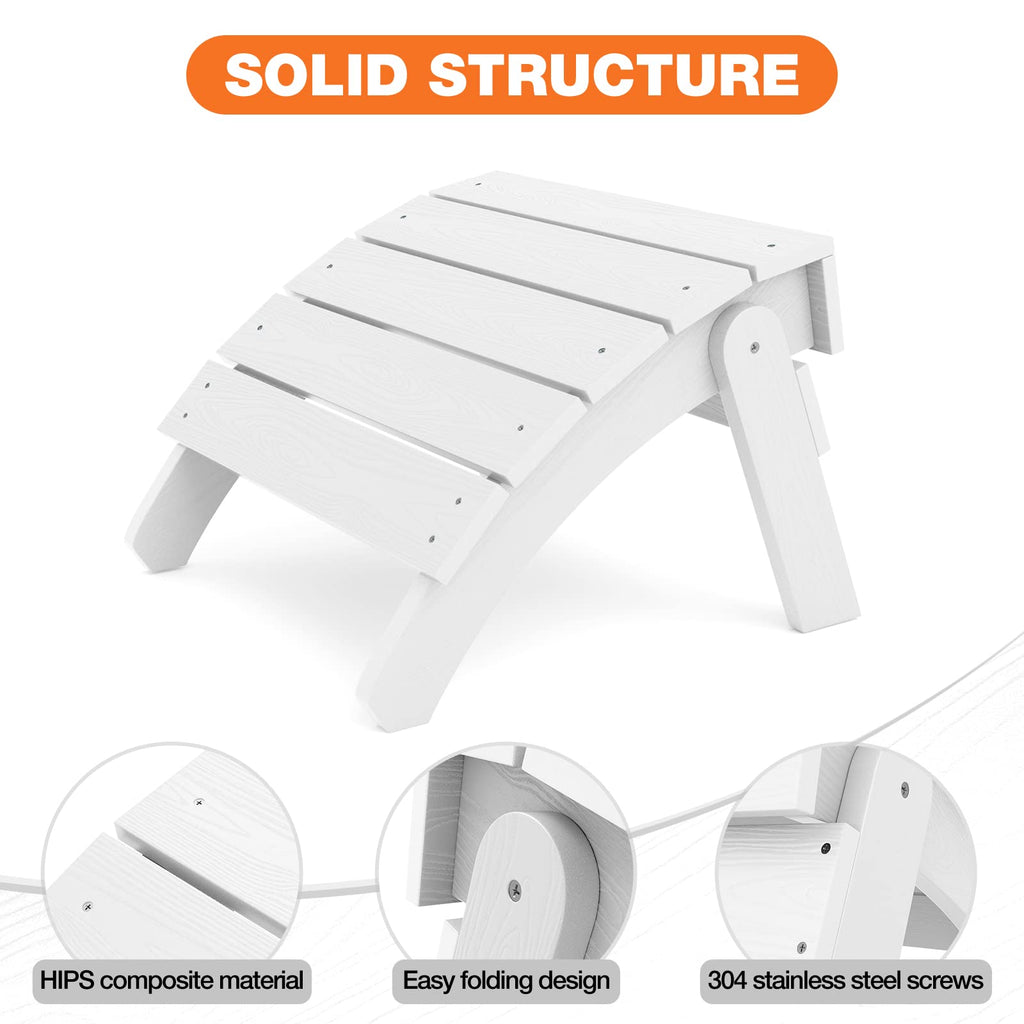 White Folding Adirondack Ottoman Set of 2 P41888
