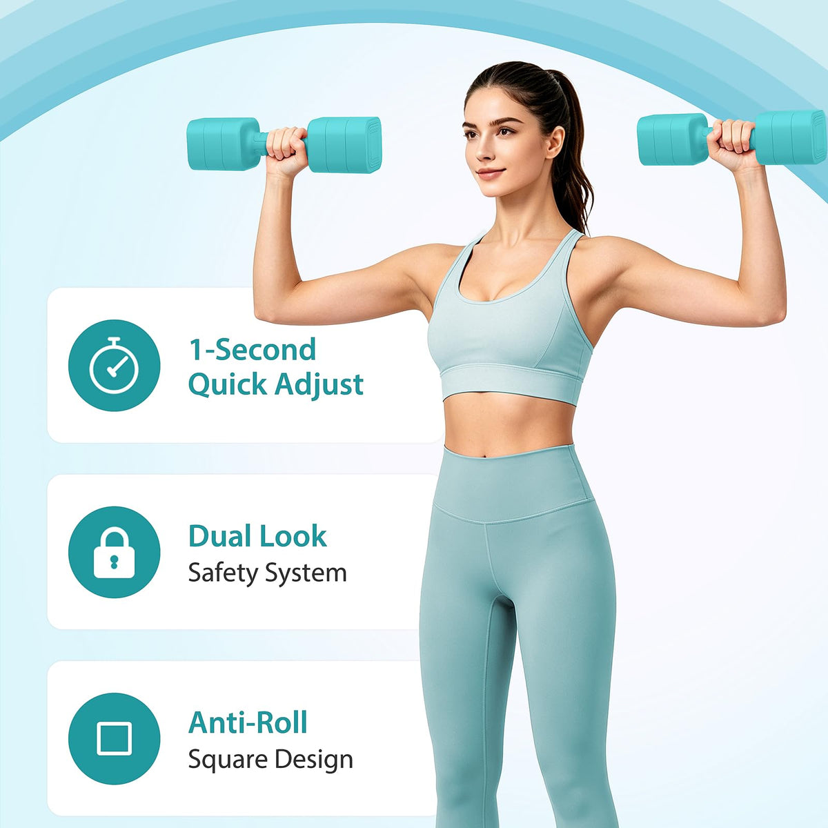 Adjustable Dumbbell Set of 2, 2.2-20LB Free Weights with Anti-slip Handle T7988