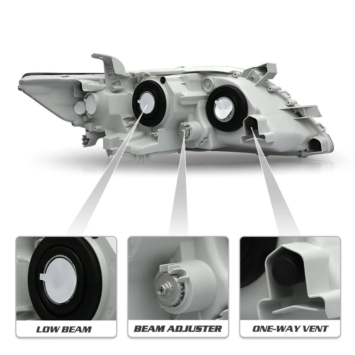 Toyota Camry Front Bumper Headlight Black Housing 1 Pair N115653