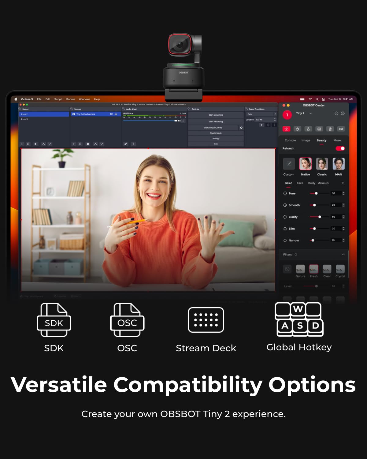 4K PTZ Webcam with Voice Control H828