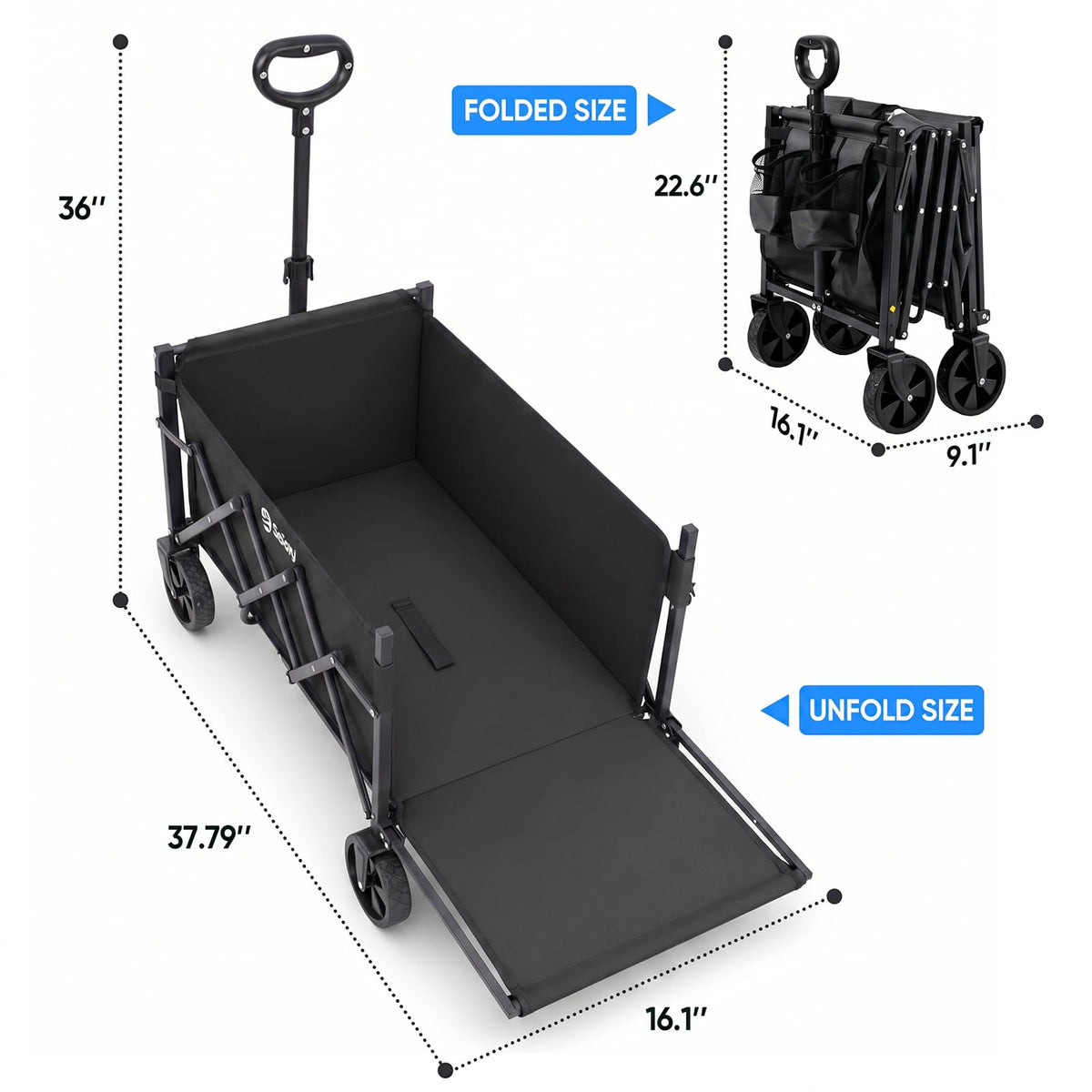 Collapsible Wagon with Tailgate, 300 lb Capacity Z653