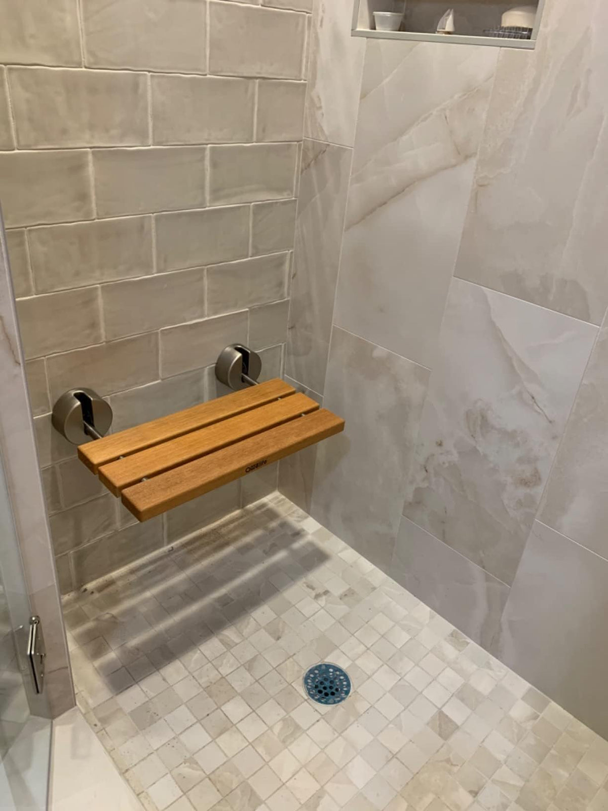 20" Teak Folding Shower Seat Wall Mount M7661