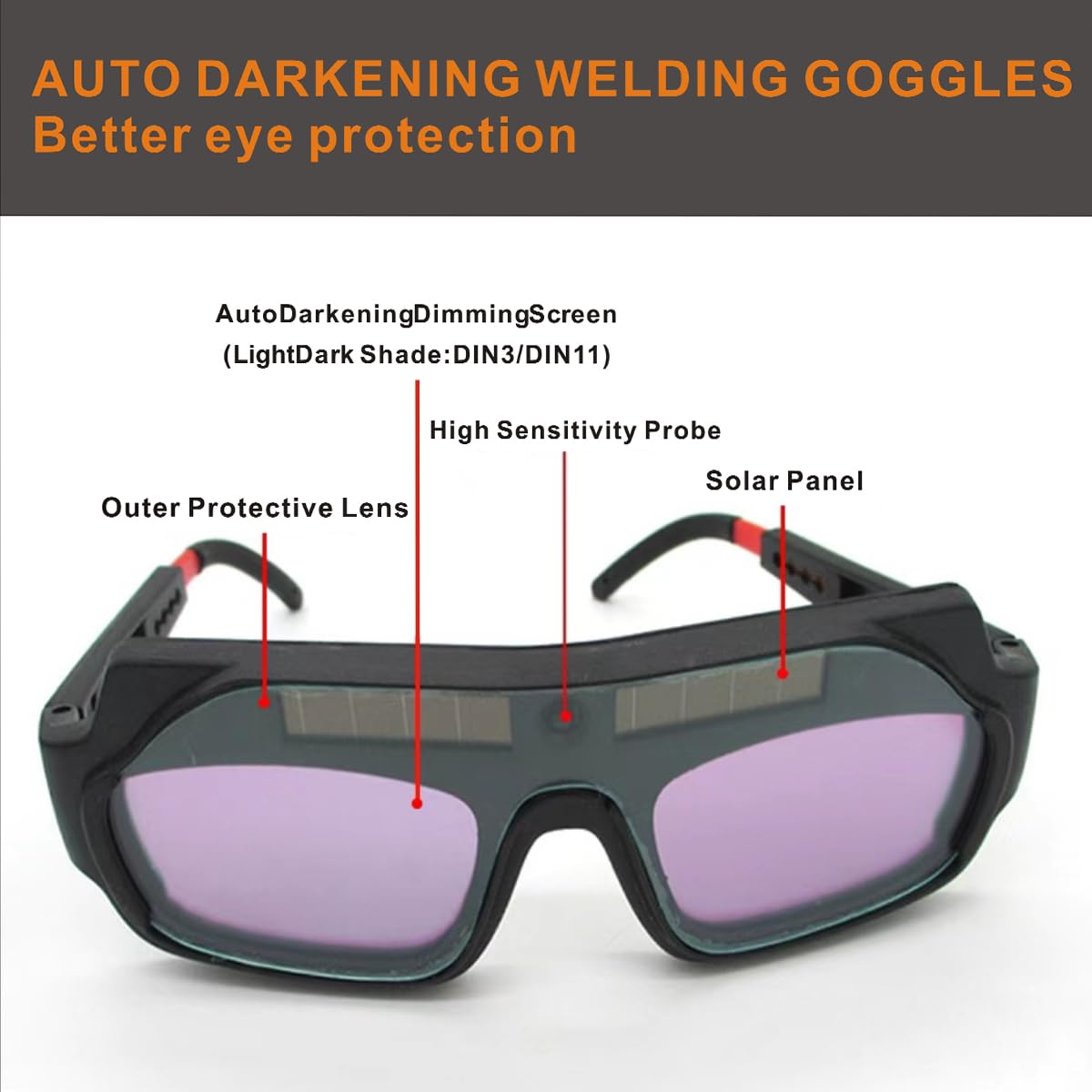 Auto Darkening Welding Glasses with Gloves and PC Lens E203739