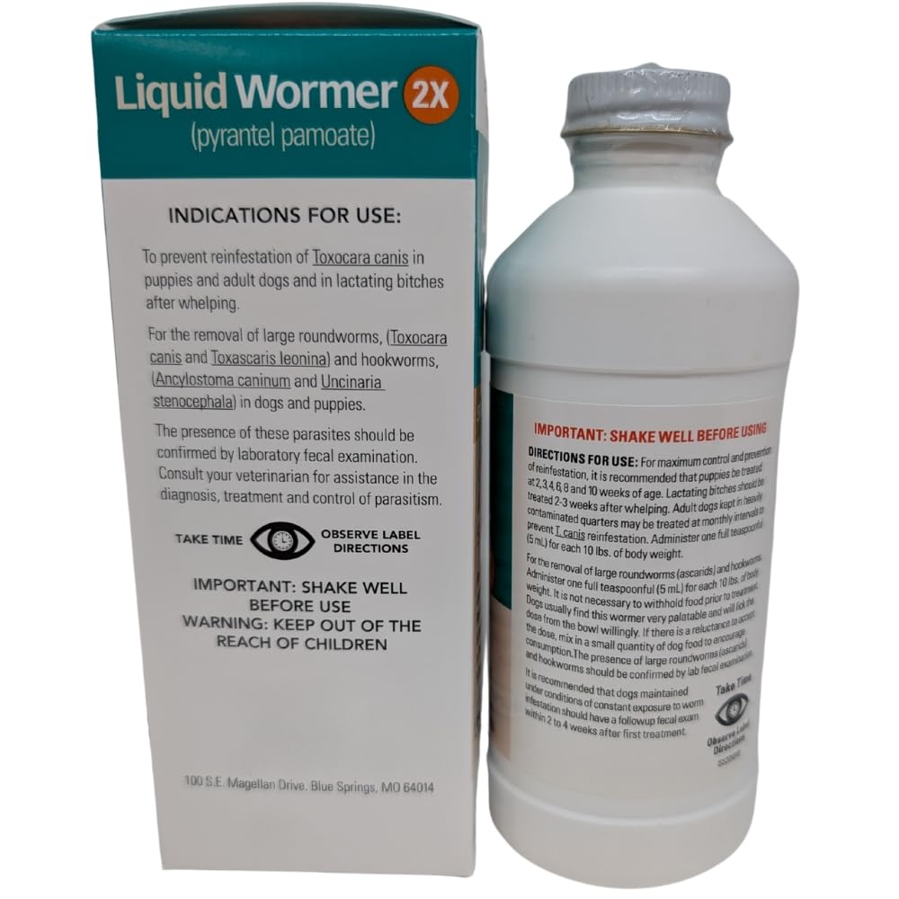 2 oz Pyrantel Pamoate Liquid Wormer for Dogs and Puppies Y9868
