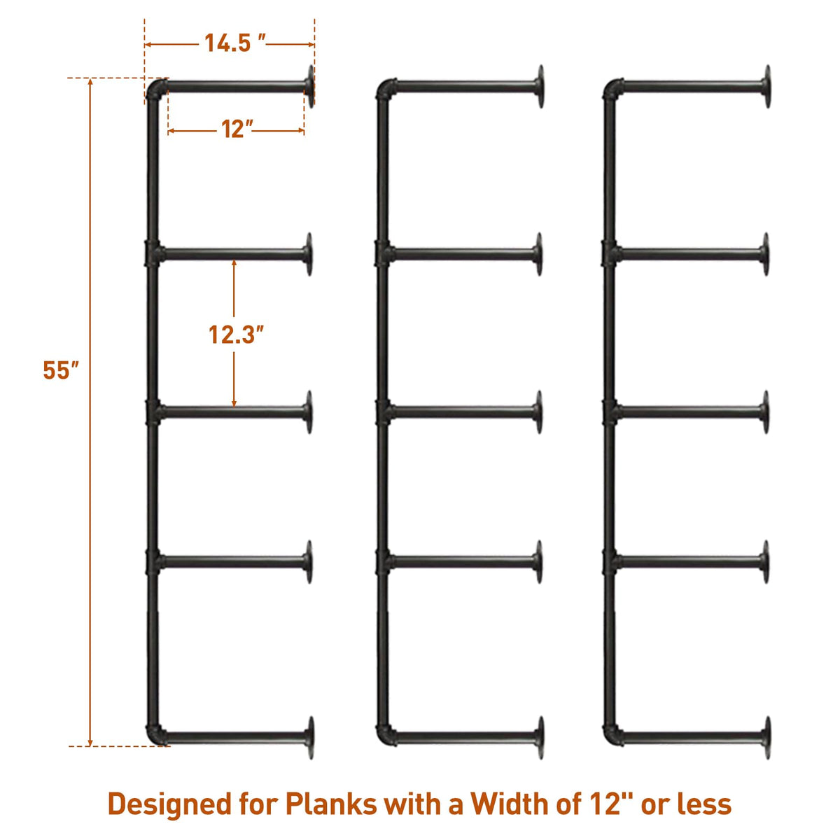Industrial Iron Pipe 5-Tier Shelves Z80495