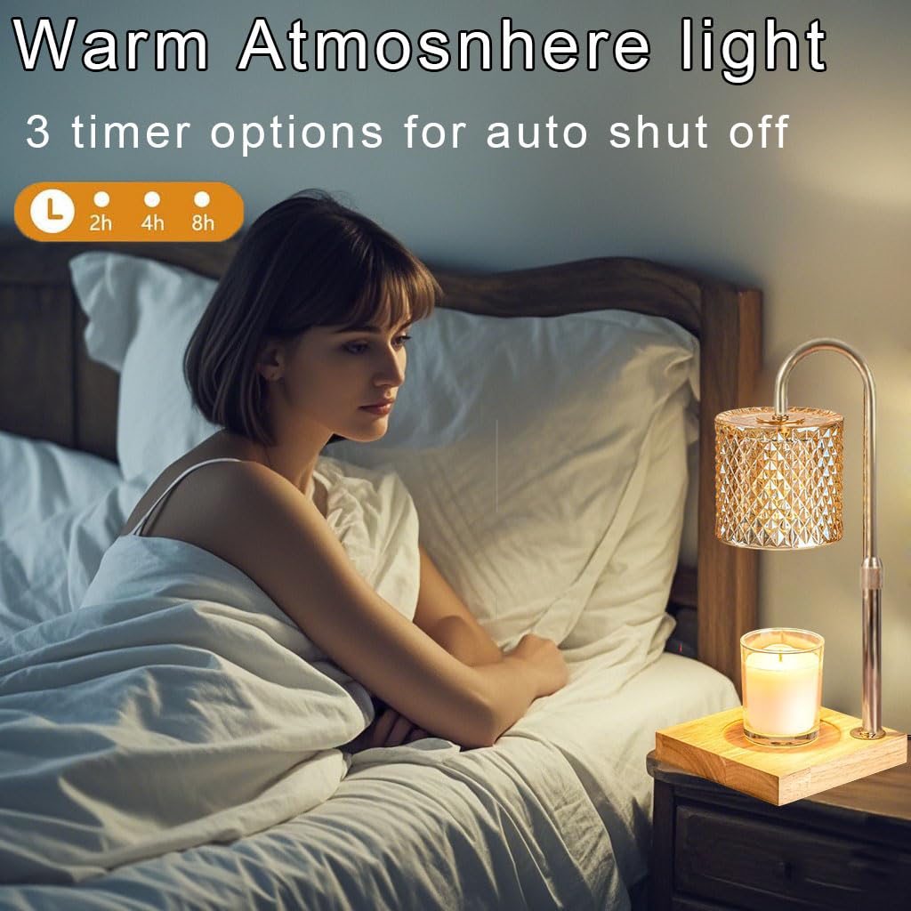 Flameless Candle Warmer Lamp with Timer, Dimmer, and Adjustable Height C466376