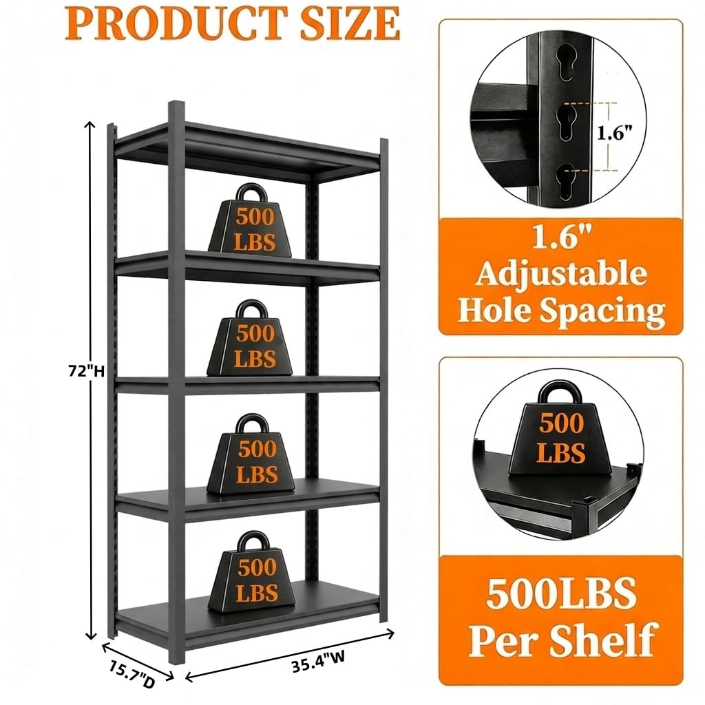 5 Tier Heavy Duty Metal Bookshelf K79109