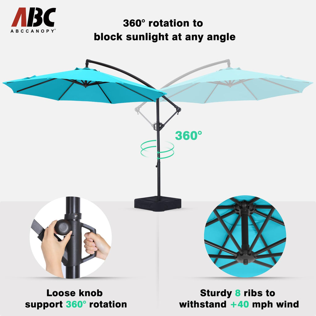 10FT Cantilever Umbrella with Base and Weights Bag S5507