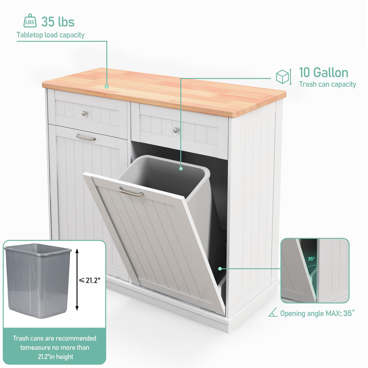White Double Door Tilt Out Trash Cabinet K910667