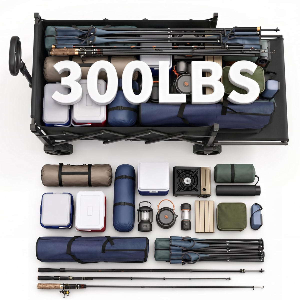Collapsible Wagon with Tailgate, 300 lb Capacity Z653