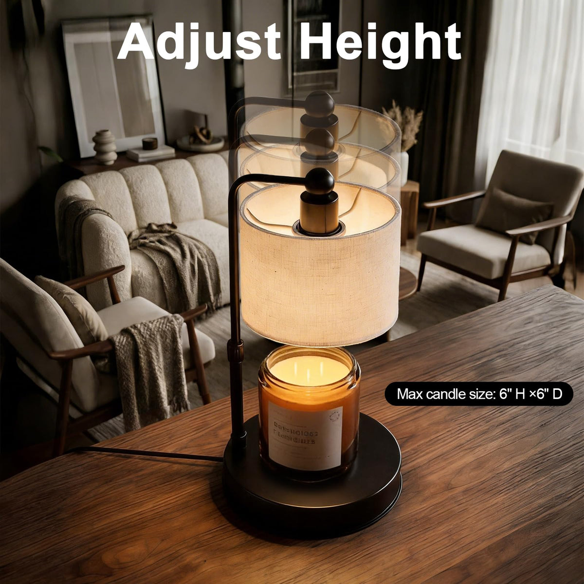 Black Dimmable Candle Warmer Lamp with Timer G96014