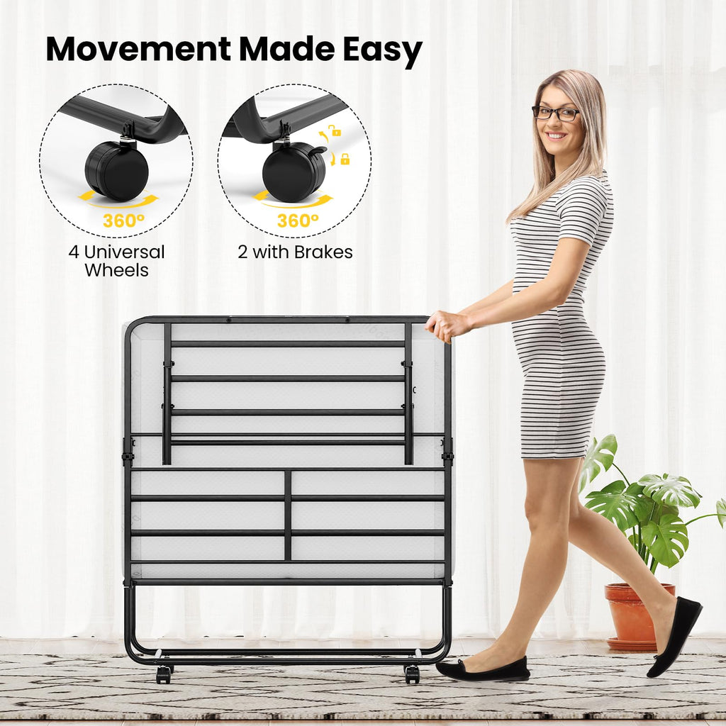Twin Folding Bed with Memory Foam Mattress H157
